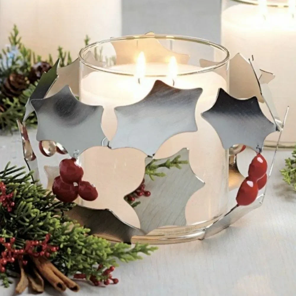 🩵NIB Partylite Silver Modern Holly Jar Candle Holder